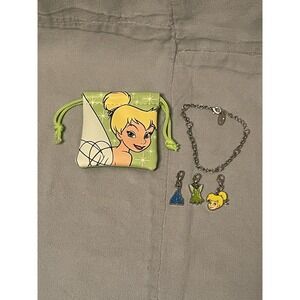 Walt Disney Parks Tinker Bell Clip On Charm Bracelet - Bracelet 3 Charms & Pouch